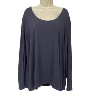 Eileen Fisher Top Womens 3X Purple Long Sleeve Stretch Jersey Knit Scoop Neck